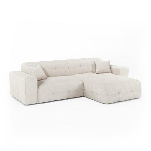 Premium Interiors - Rechthoekige hoekbank COCOON - bouclé-stof crème 230cm