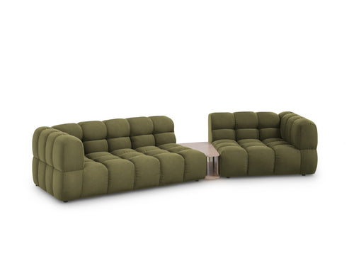 Cosmopolitan Design Rechte modulaire bank Sky 3-zits, flueel, lichtgroen - 148x353x70cm