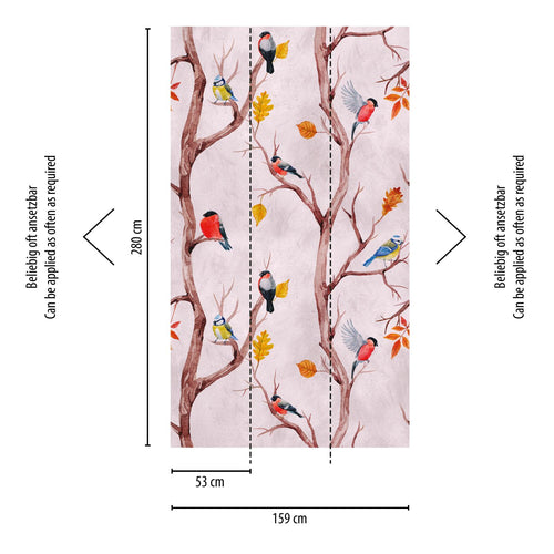 One Wall one Role fotobehang vogels in de natuur roze 159 x 280 cm AS-382301