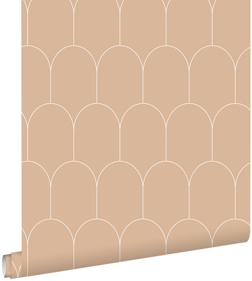 ESTAhome behang art deco motief licht terracotta - 53 cm x 10.05 m - 139203