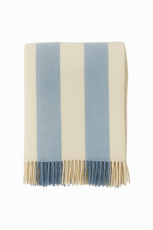 Klippan 100% wollen deken - Gotland - vertical stripe - blauw- 130x200cm - vtwonen shop