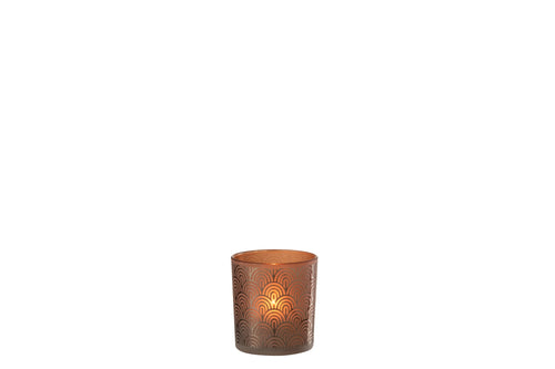 J-Line windlicht Boog - glas - oranje - small - 4 stuks