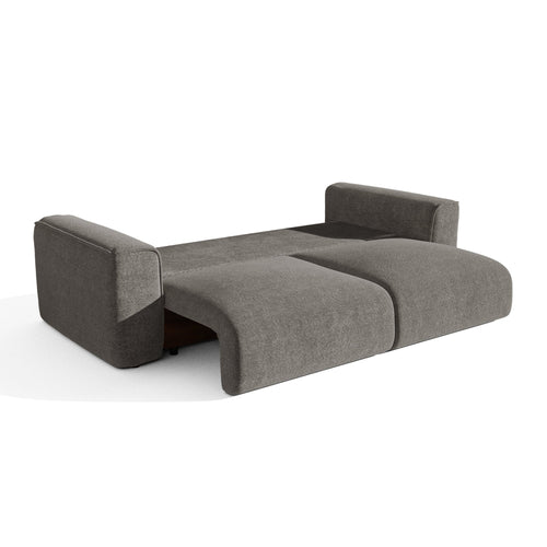 Premium Interiors - Slaapbank met opbergruimte COMO - bouclé-stof grafietgrijs 254cm