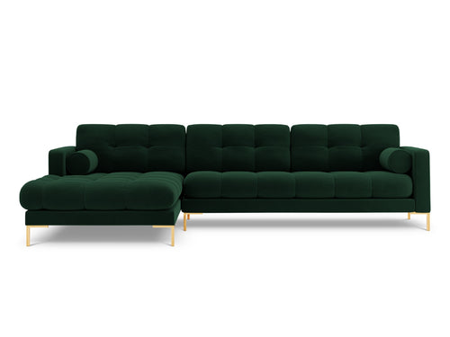 Cosmopolitan Design linker hoekbank Bali 5-zits, flueel, flessengroen - 185x293x75cm