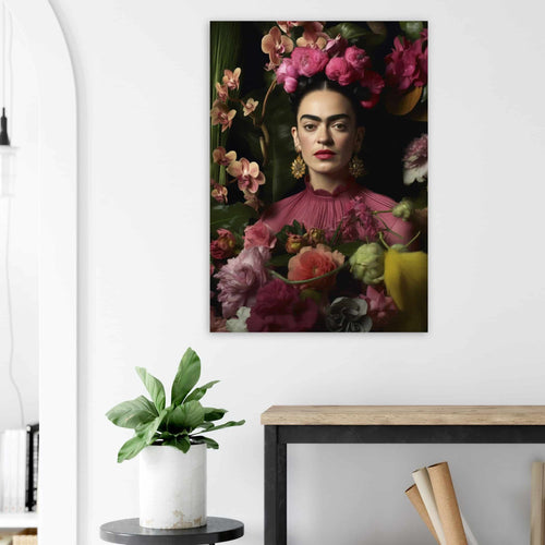 Artfulprints  Frida Kahlo - Floral portrait   poster 50x70 cm - vtwonen shop
