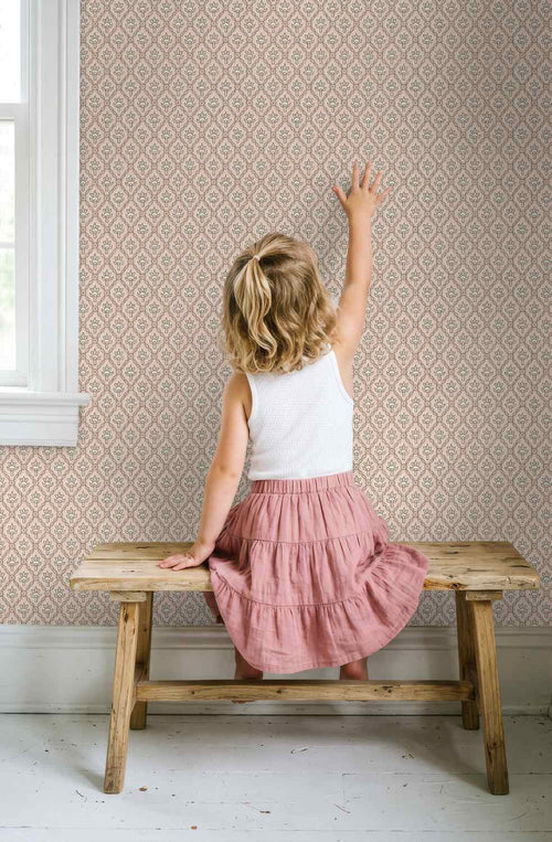 ESTAhome behang vintage bloemen licht roze en beige - 50 x 900 cm - 132013