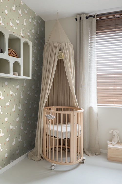 ESTAhome behang schattige ganzen groen - 50 x 900 cm - 131827