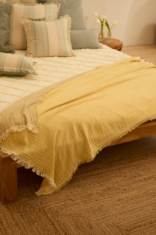 Calma House Plaid Layer2 - Mosterd - 100x180