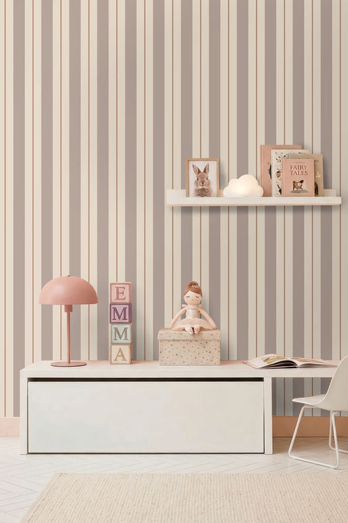 ESTAhome behang strepen bruin en beige - 50 x 900 cm - 132152