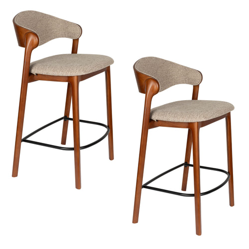 Dutchbone Babington Counter/ Barkruk 65 cm Walnoot - Set van 2 - vtwonen shop