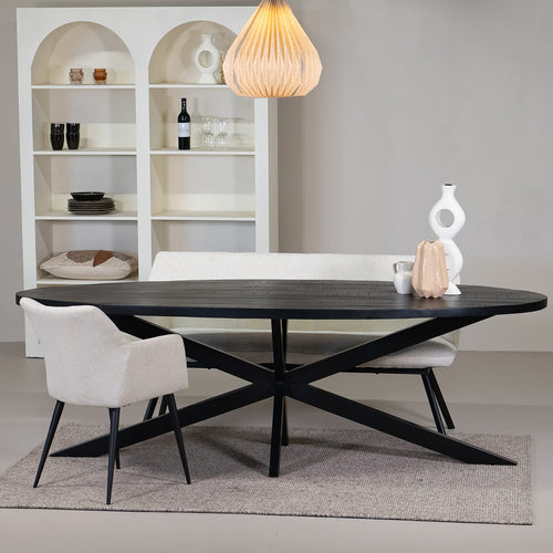 Giga Meubel Eettafel Mansour - Zwart Mangohout - 220x100x76cm - vtwonen shop