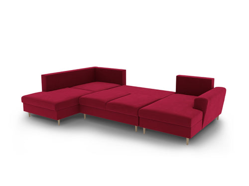 Cosmopolitan Design Links panoramische slaapbank met opbergdoos Kyoto 7-zits, flueel rood - 194x313x88cm