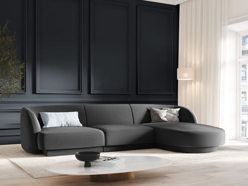 Micadoni rechter hoekbank Miley 4-zits, flueel, grijs - 156x255x70cm