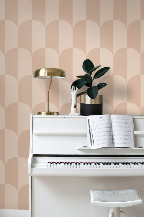 ESTAhome behang art deco bogen poederroze - 50 x 900 cm - 139994 - vtwonen shop