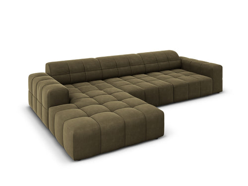 Cosmopolitan Design linker hoekbank Chicago 4-zits, flueel groente - 167x294x78cm
