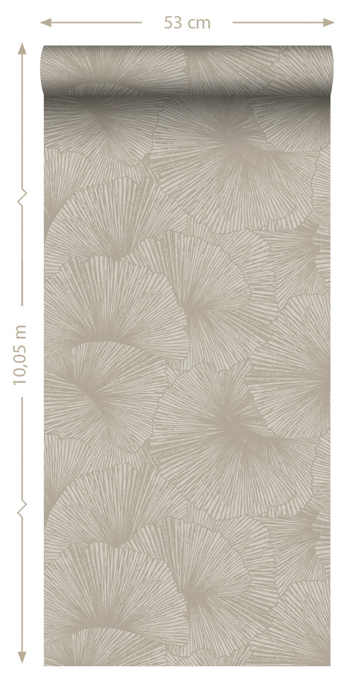 Origin Wallcoverings behang 3D-motief bladeren taupe - 50 x 900 cm - 348007 - vtwonen shop