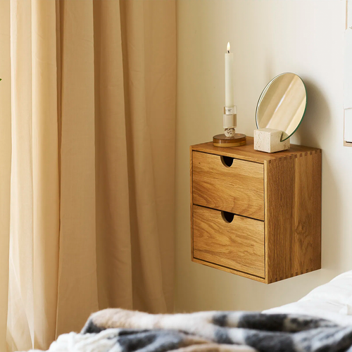 Artichok Abigail Eikenhouten Wandkast Met Twee Lades - 30 x 30 cm