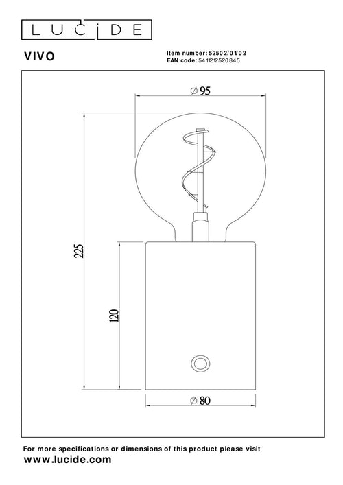 Lucide tafellamp VIVO - 1xE27 - Mat Goud / Messing - vtwonen shop
