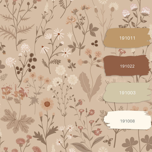 ESTAhome behang veldbloemen zand beige - 53 cm x 10.05 m - 139840
