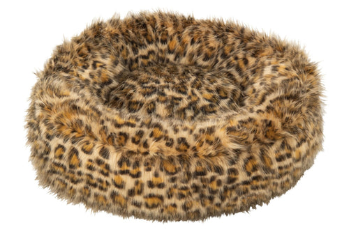J-Line Kattenmand met luipaardmotief - polyester - roest/beige