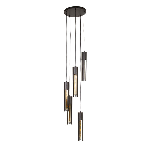 Giga Meubel Hanglamp Tube - Zwart Metaal - 5-Lichts - 30x30x180cm