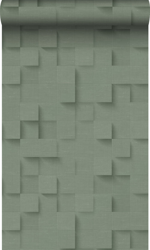 Origin Wallcoverings behang 3D kubussen vergrijsd groen - 50 x 900 cm - 347898 - vtwonen shop