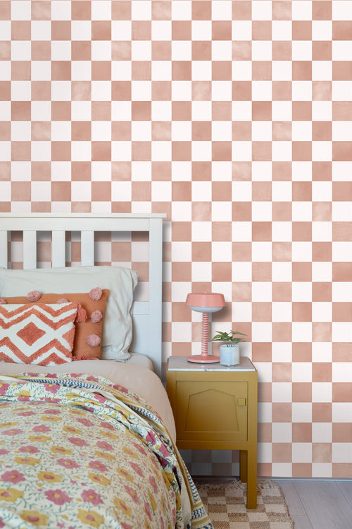 ESTAhome behang geblokt motief bruin en wit - 50 x 900 cm - 131289 - vtwonen shop