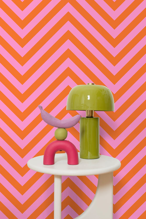 ESTAhome behang chevronpatroon oranje en roze - 50 x 900 cm - 131406 - vtwonen shop