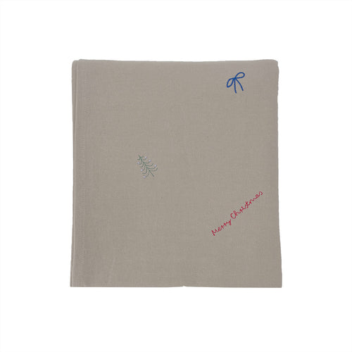 OYOY Tafelkleed Kerst vierkant 160 x 160 cm – Beige katoen