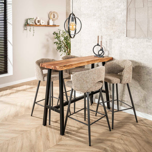 Giga Meubel Barstoel Salon Tissee - Zand Stof - Set van 2