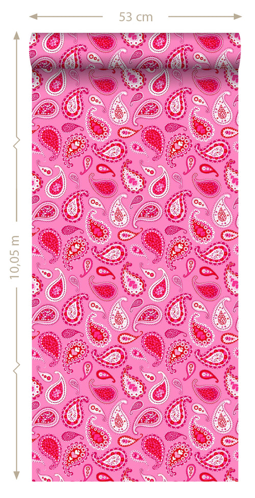 ESTAhome behang paisley fuchsia roze - 53 cm x 10.05 m - 115737