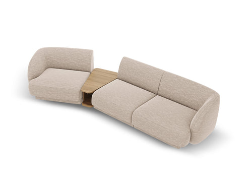 Micadoni linker modulaire bank Miley 3-zits, chenille, beige - 126x303x70cm