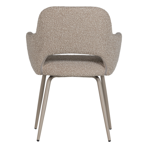 WOOOD eetkamerstoel Jenny - Bouclé - Zand Melange - Set Van 2 - 80x58x58