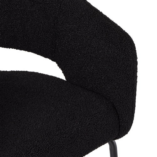 Furnhouse eetkamerstoelen armleuning Natalie - Zwart - Stof (Bouclé) - Set van 2
