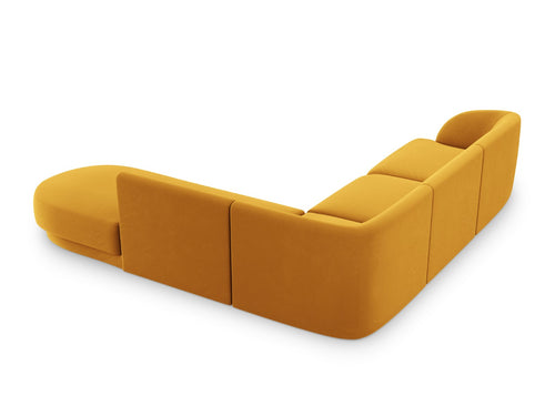 Micadoni rechter hoekbank Miley 6-zits, flueel, geel - 248x255x70cm