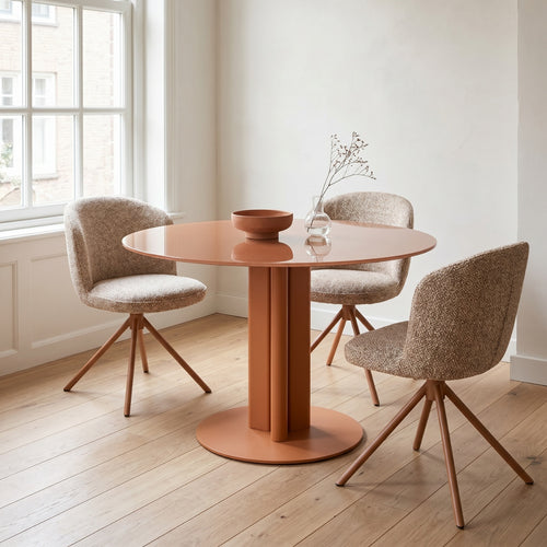 Giga Meubel Eettafel Mino Terra – Rond – Glas en Metaal – Ø120 cm