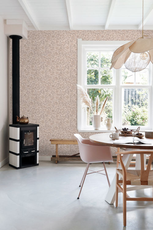 ESTAhome behang vintage bloemen roze en paars - 50 x 900 cm - 132239