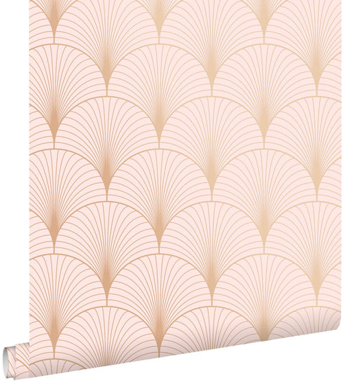 ESTAhome behang art deco motief zacht roze en roségoud - 53 cm x 10.05 m - 139229