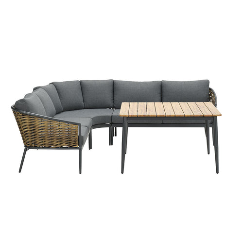 Bali lounge-diningset - 4-delig - natural rotan - mystic grey - vtwonen shop