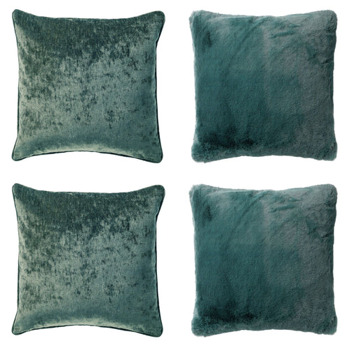 KUSSENSET - 4-delig - Soft Elegance - 45x45 cm - inclusief binnenkussens - groen