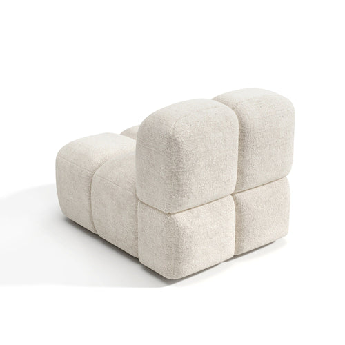 Sia Home - Modulaire fauteuil NUBI - Fluweel met structuur - Crème - 78cm