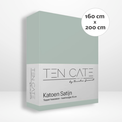 Ten Cate topper hoeslaken - 100% katoensatijn - 160x200 - mint