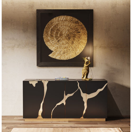 Kare Design Dressoir Cracked zwart en goud