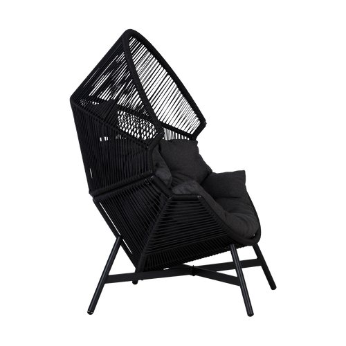 Lisomme Ayla Rattan Tuin Loungestoel Zwart - Met Zitkussens - vtwonen shop