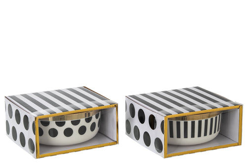 J-Line kom Dot/Strip - keramiek - mix - 2 stuks