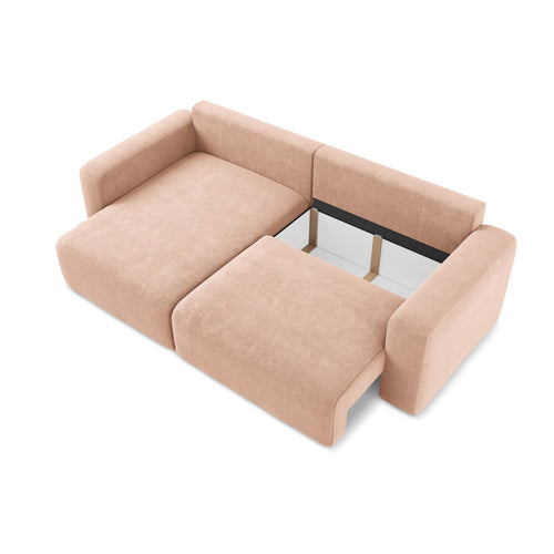 LaMiaSofa hoekbank links Ostia - chenille stof - perzik - 244x149x79