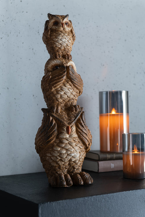 J-Line decoratie Uil op schouder - magnesium - bruin - small - vtwonen shop