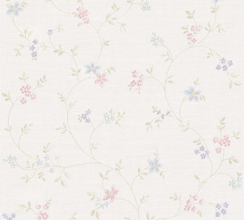 Livingwalls behang bloemmotief beige, roze en blauw - 53 cm x 10.05 m - AS-390712