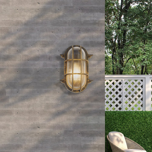 Bulkhead Buitenlamp, zwart goud aluminium, IP44