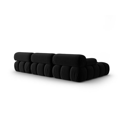 Cosmopolitan Design - Modulaire hoekbank links Cortina 4-zits, flueel zwart - 155x282x70cm